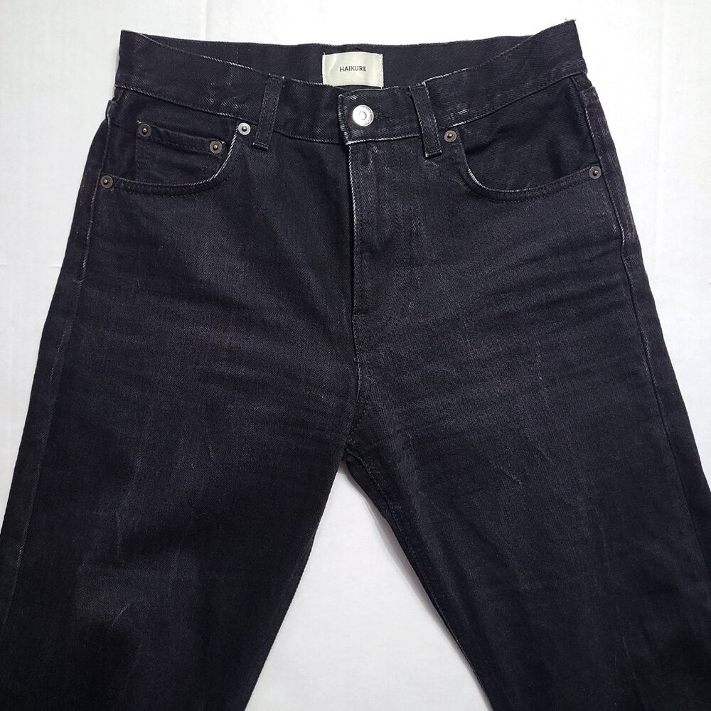Haikure Cleo Washed Black Denim Jeans Sz 27 Made in Italy Straight Leg